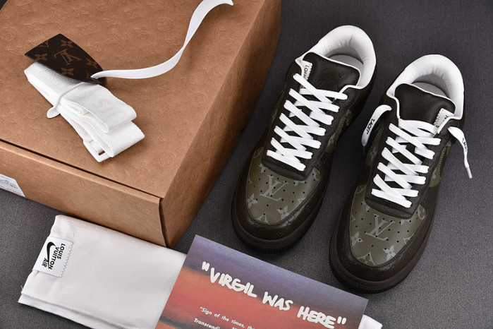 nike low air force 1 x grey green